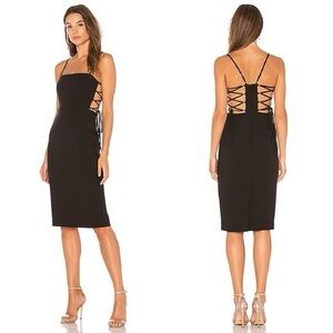 BCBGMAXAZRIA Esmee Black Cocktail Dress w/ Corset Ties Size 10